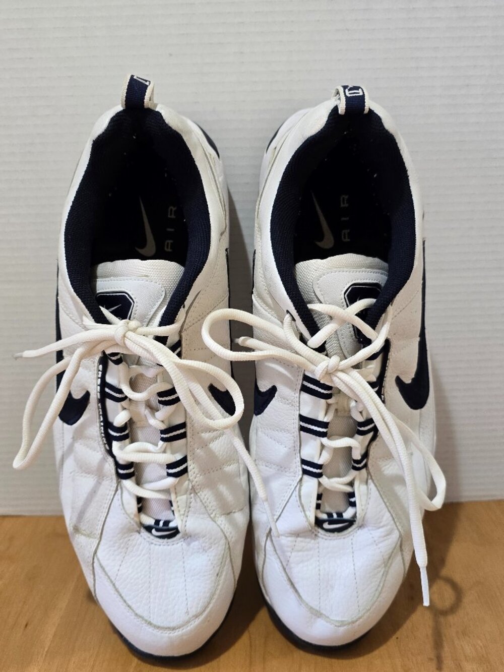 Y2K Vintage Men's Nike Air Cross Trainers Athletic Shoes Leather White Size 17